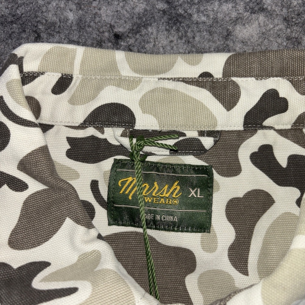 NWT Marsh Wear Delano Shacket Mens XL Stone Mallard Camo Button‎ 4 Pocket Canvas - Picture 3 of 7